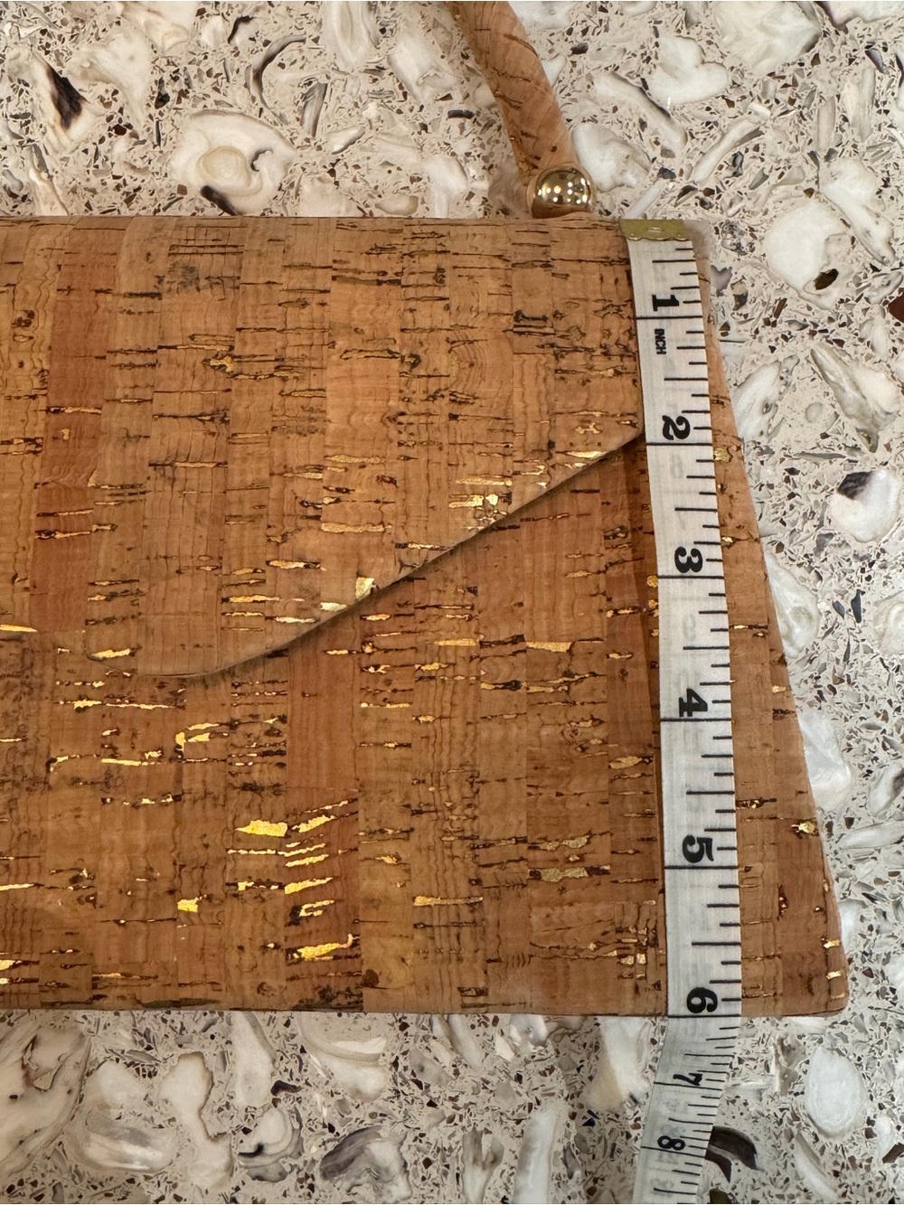Structured Cork Top-Handle Bag in Natural Gold - Picture 4 of 5